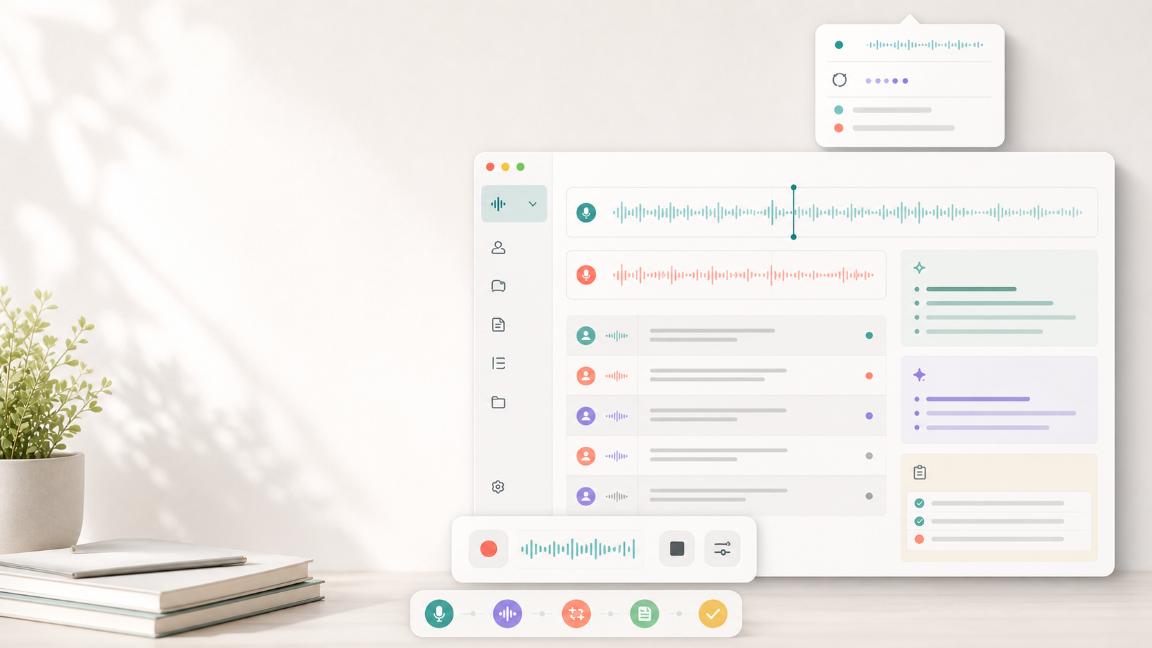 Pocket meeting transcription and summary interface preview